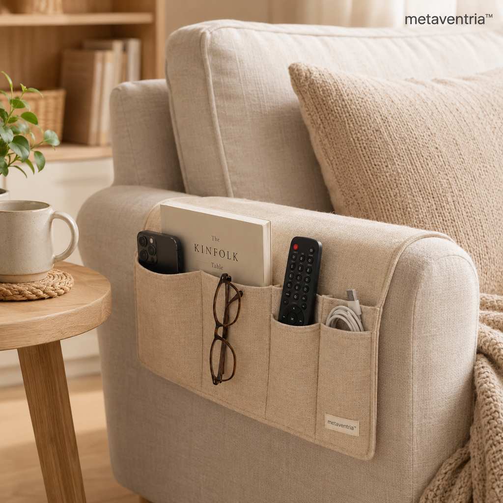 metaventria™ LINEN BEDSIDE POCKET ORGANIZER